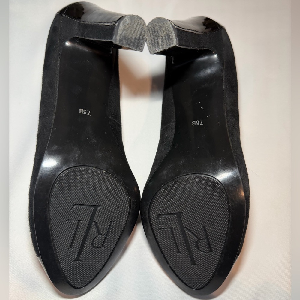 Lauren Ralph Lauren Women's‎ Rafita Leather Suede Black Heels 7.5 - Picture 6 of 7